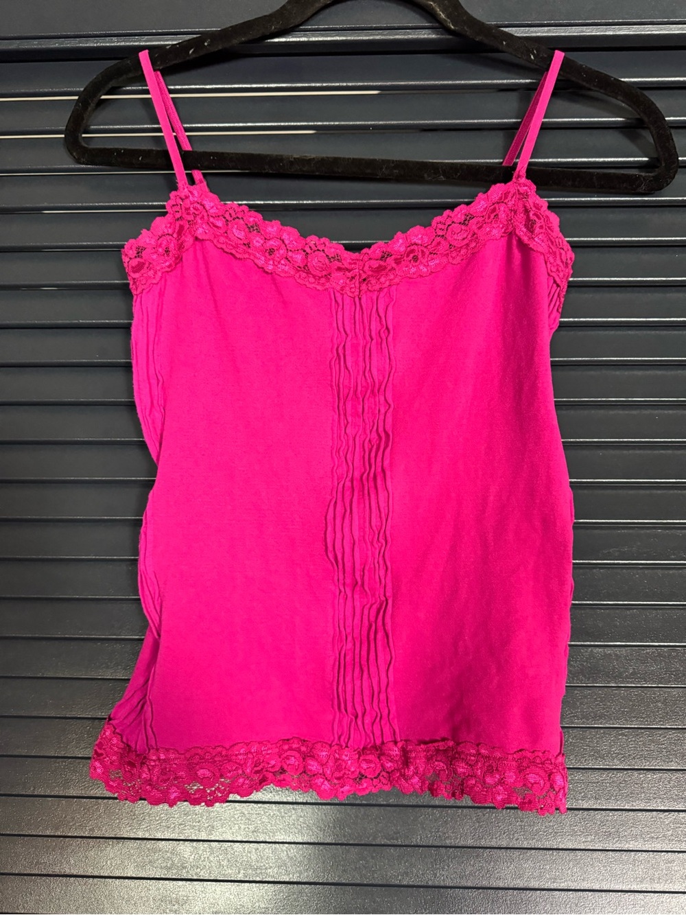 Bebe Hot Pink Lace Cami M/L Y2K Made in USA